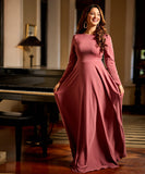 long sleeve chiffon maxi dress