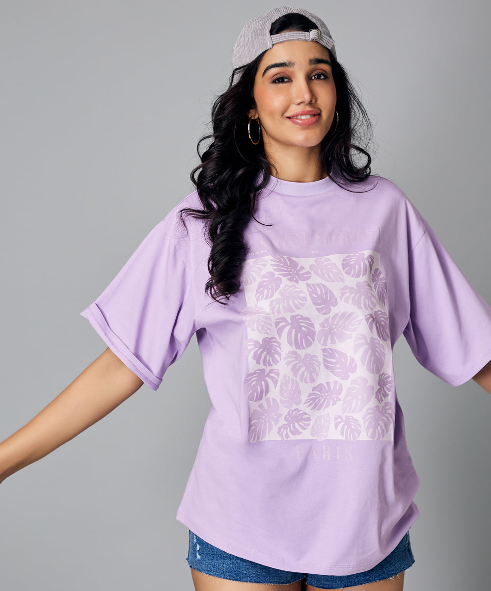 oversize purple floral tshirt