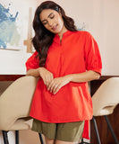 Linen Orange Kurtha Top