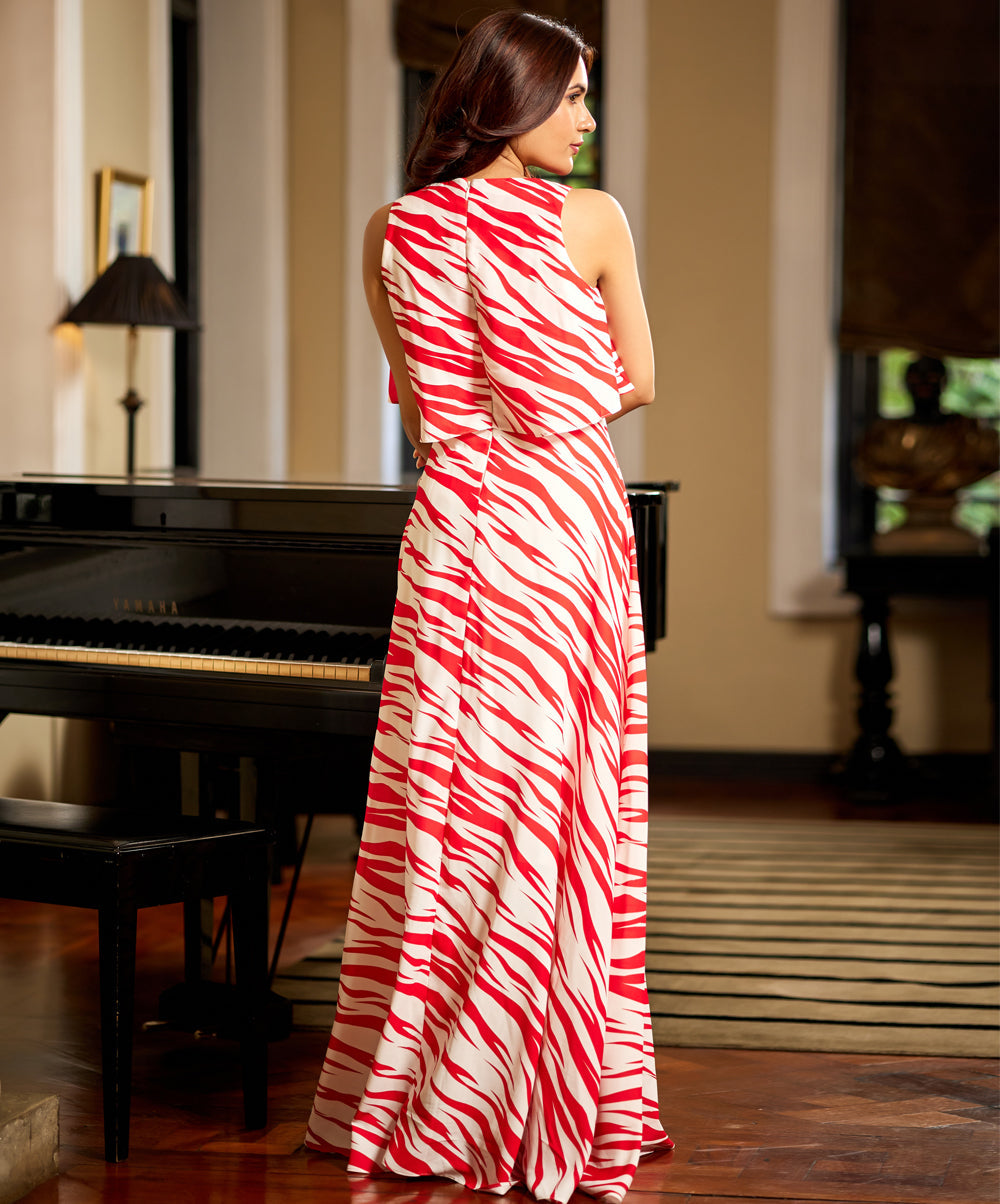 two layered floral printed maxi dress