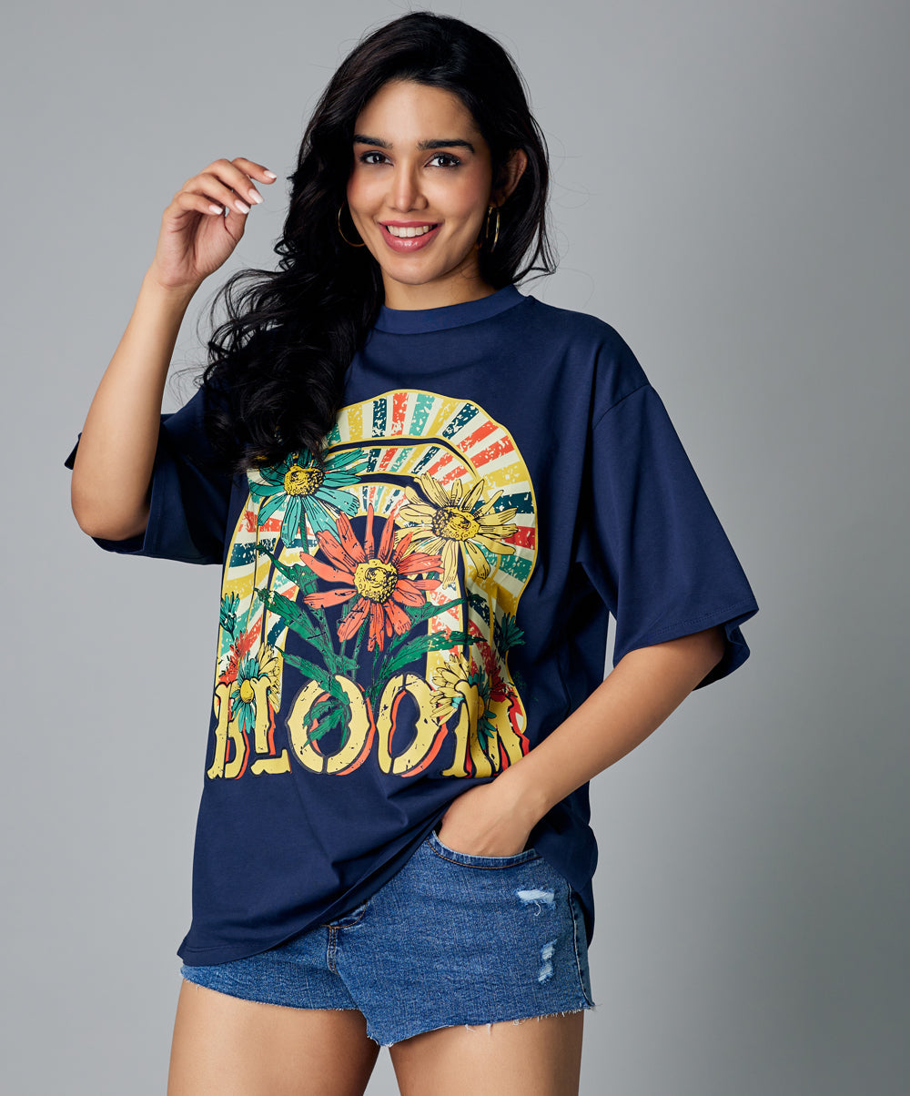 oversize navy bloom tshirt