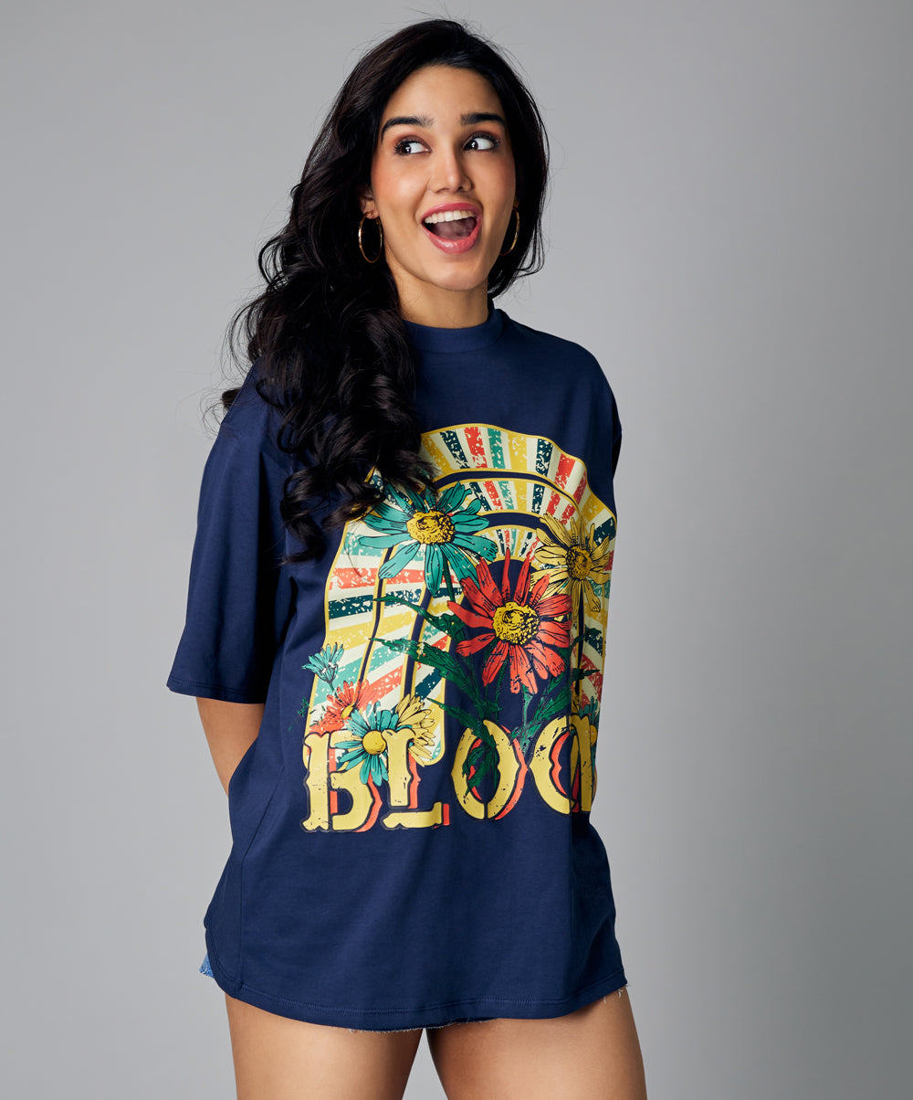 oversize navy bloom tshirt