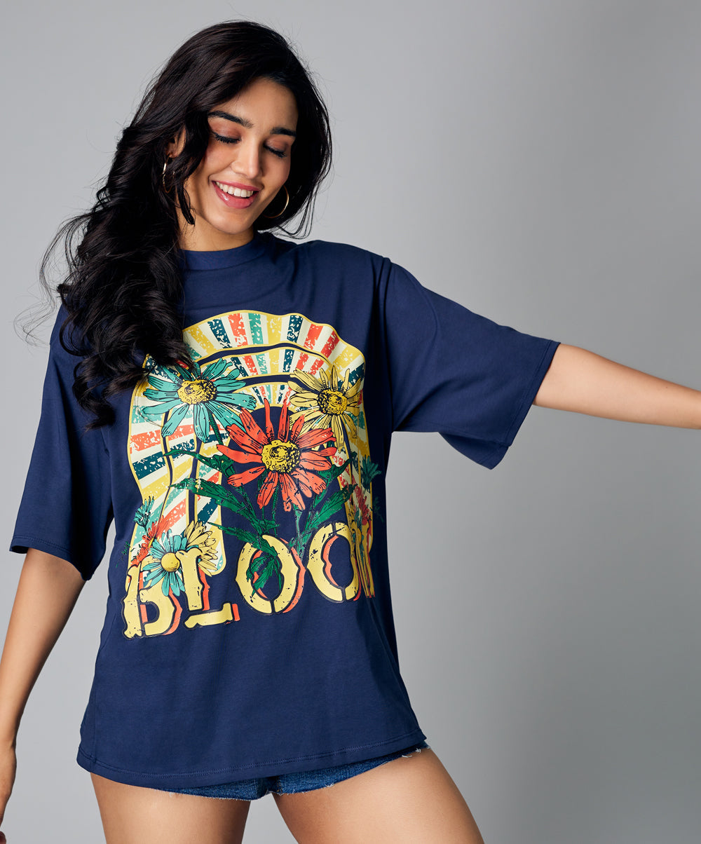 oversize navy bloom tshirt