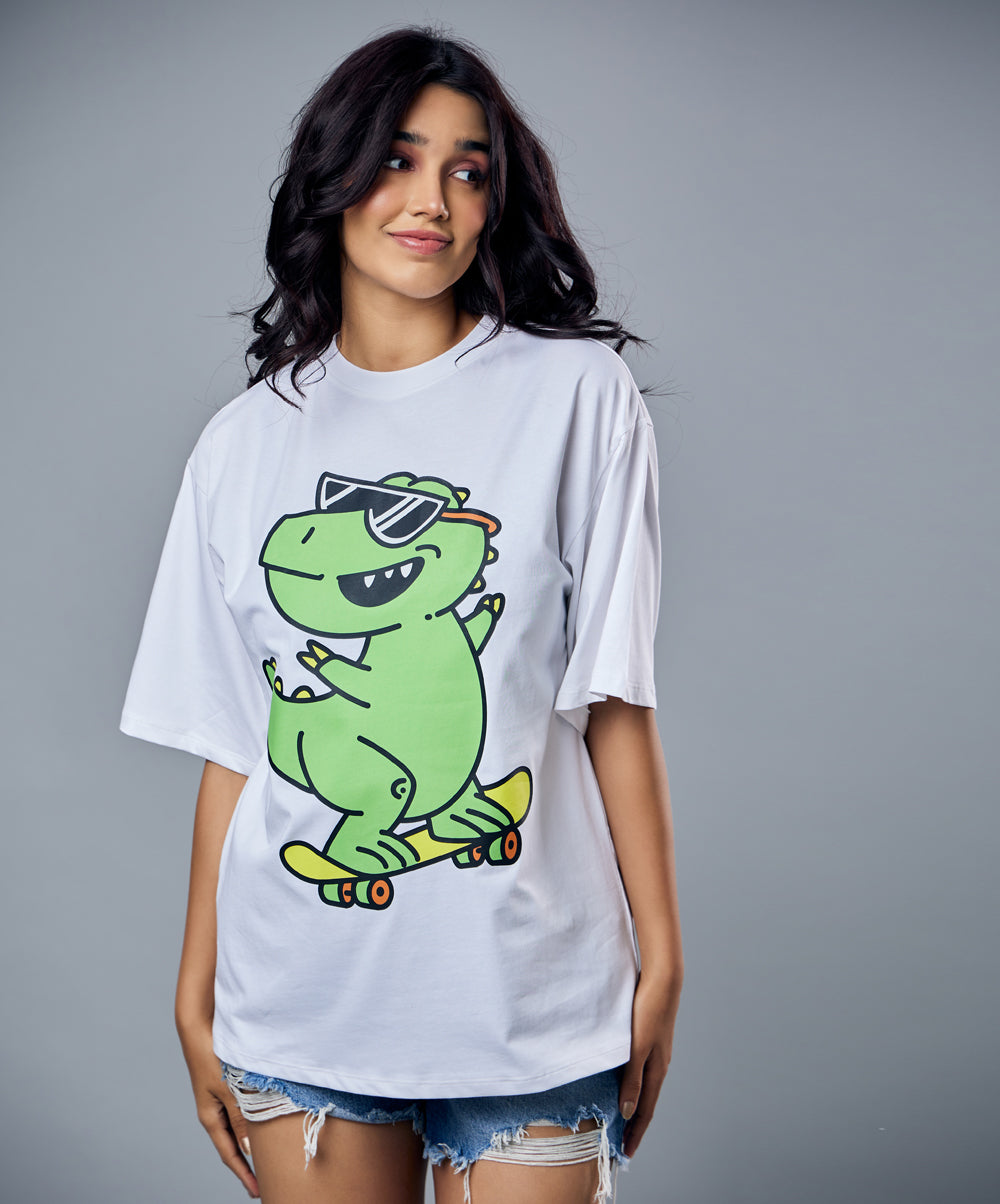 skating croco white oversized tshirt