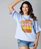 good vibes only oversize blue tshirt