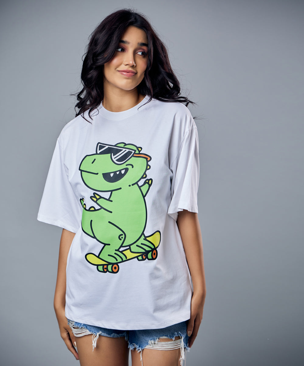 skating croco white oversized tshirt