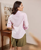 Long Sleeve Classic Collar Linen Top