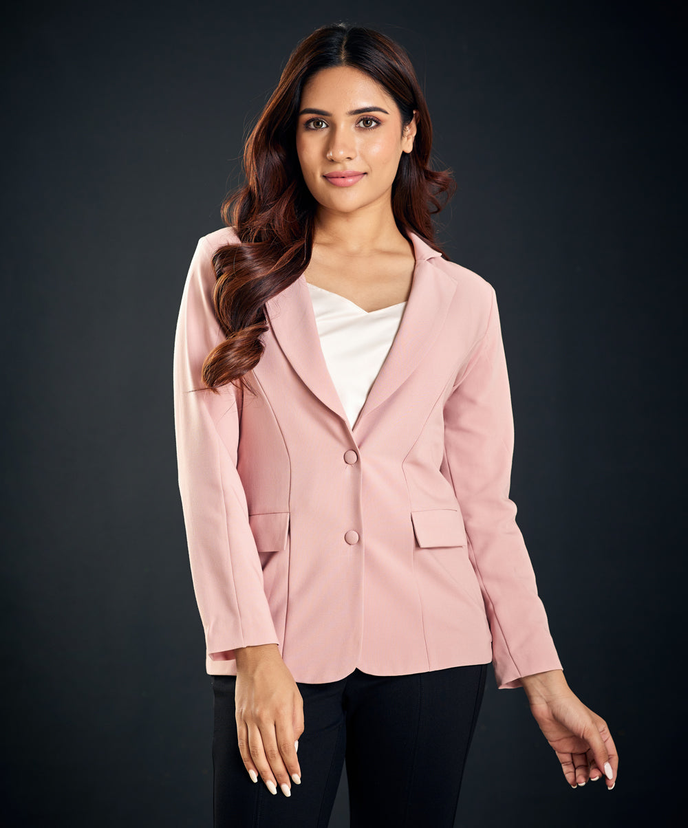 Oversized Pink Blazer Jacket With Lapels