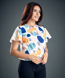 Printed Back Keyhole Blouse