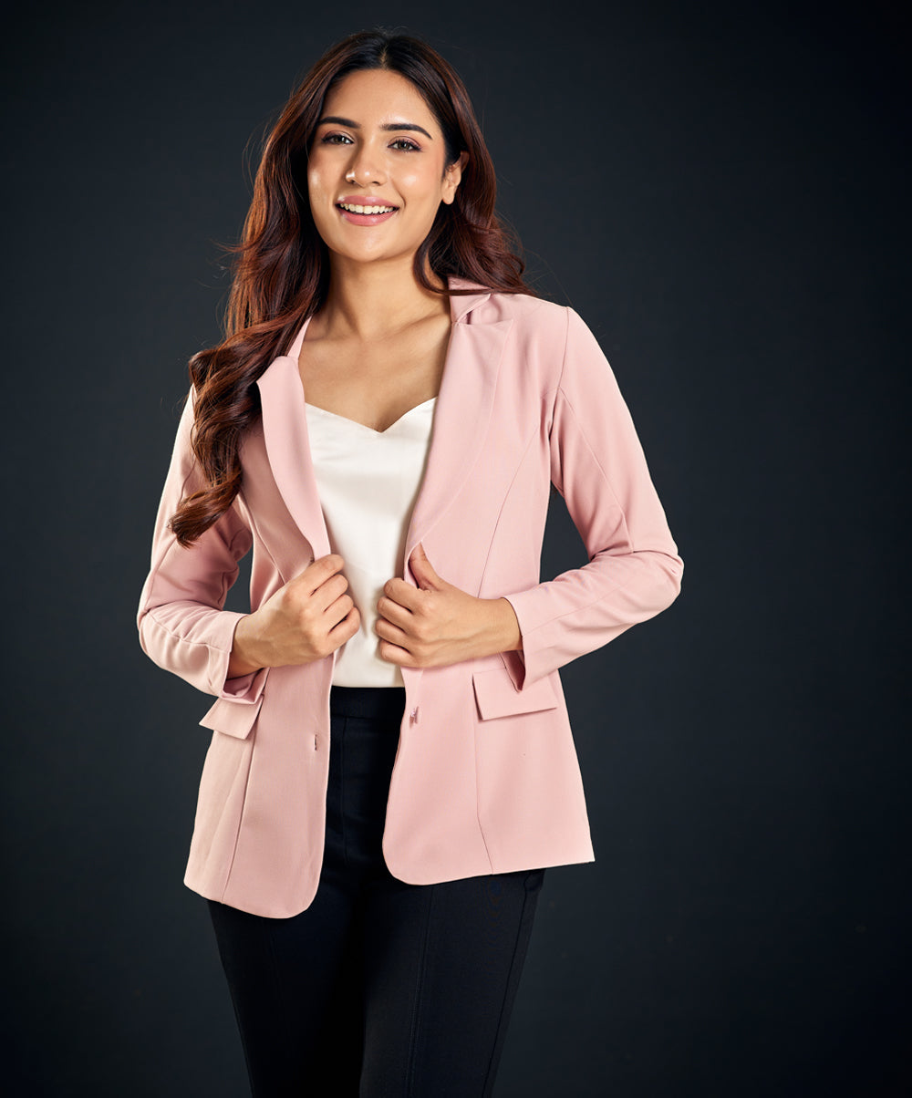 Oversized Pink Blazer Jacket With Lapels