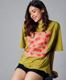 Oversize Olive Green Cherry Tshirt