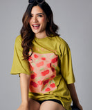 Oversize Olive Green Cherry Tshirt