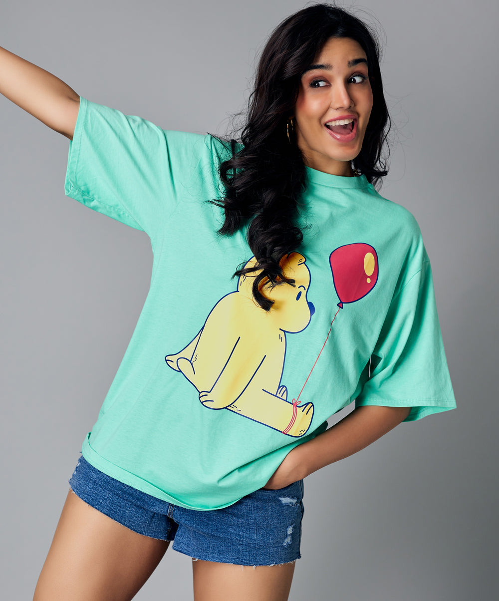 Oversize Light Green Bear Tshirt